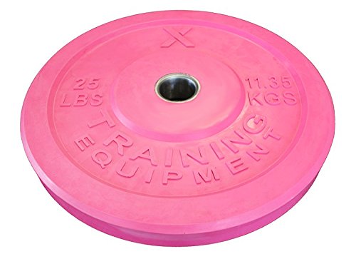 25lb Pink Bumper Plate Pair Solid Rubber with Steel Insert - Great for Crossfit Workouts - (2 X 25 lb Pound Pink Plates)