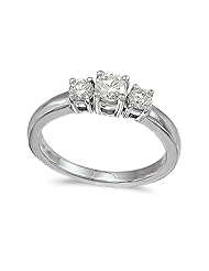 14k White Gold 0.50 Ct Three Stone Diamond Ring