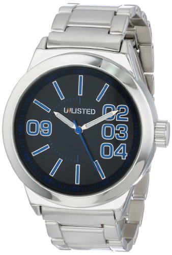 UNLISTED WATCHES Men's UL1254 City Streets Silver Case Bracelet Black Dial Watch
