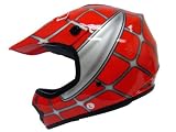 Youth Red Spider Net Motocross MX Dirt Bike ATV Off-Road Helmet DOT (Large)