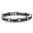 Titanium and Rubber Inlay Men's Link Bracelet 11mm Wide 8.5 Inches