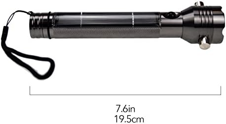 Collife Solar Powered Light Explosion-proof Camping Flashlight With a Compass On The Bottom 260 Lumens Combined With Life Hammer, Including 1 Waterproof Flashlight, 1 Wall Charger, 1 Car Charger