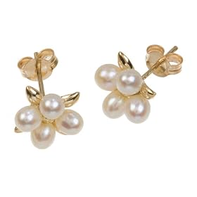 9ct Yellow Gold Cultured Pearl Earring cluster studs