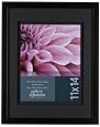 Gallery Solutions Wall Frame with Airfloat Mat, 11 by 14-Inch Matted Opening to Display 8 by 10-Inch Photo, Black