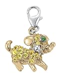 14k Two-Tone Dog Round 1.5 mm Yellow Sapphire Charm