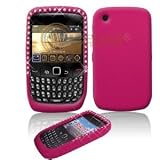 Pink with Diamond Rhinestone Soft Silicone Skin Gel Cover Case for Blackberry 8520