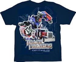 Transformers Optimus Prime Vehicle Revenge of the Fallen Navy Youth T-shirt Tee