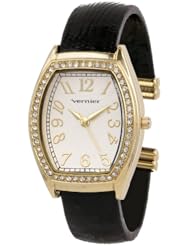 Vernier Womens VNR11133YG Tonneau Crystal Stone Bangle Watch