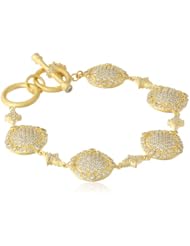 Freida Rothman Belargo Jewelry Pave Disc Station Toggle Bracelet, 7"