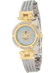 Charles-Hubert, Paris Womens 6779-T Premium Collection Two-Tone Brass Case with Stainless Steel Wire Bangle Watch