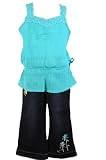 French Toast Spring/Summer Toddler Girls 2 pc. Blue Top Embroidered Denim Capri Pant Set