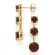 14K GARNET 3 STONE EARRINGS WITH POST GTTW=3.86CT
