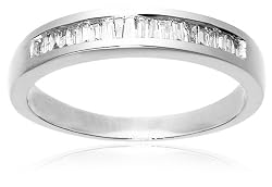 10k White or Yellow Gold Baguette Channel-Set Diamond Band (1/5 cttw, J-K Color, I2-I3 Clarity)
