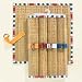 Patio Stripe Straw and Fabric Placemats with Napkin Rings - Set of 4