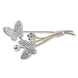 Pugster Swarovski Crystal Vintage Butterflies Over Flowers Brooch Gifts
