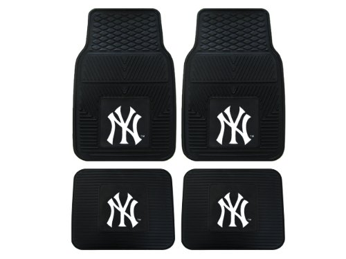 A Set of 4 MLB Universal Fit Front and Rear All-Weather Floor Mats - New York Yankees