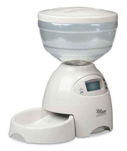 Petmate Le Bistro Electronic Portion Control Automatic Pet Feeder Medium Off White 5 Lb