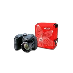 GE X5 Black 14mp Digital Camera with Red G864 Golla Camera Bag