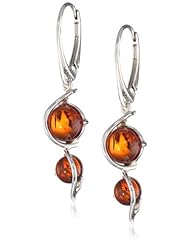 Sterling Silver Honey Amber Round Earrings