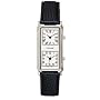 Pedre Silver-Tone Unisex World Traveler Dual Time Zone Leather Strap Watch #0170SX