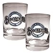Milwaukee Brewers 2pc Rocks Glass Set - Primary Logo MLB Baseball