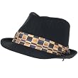 New Cotton Pinstripe Band Necktie Fedora Hat Black Large Extra Large