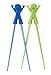 Happy Kids Hinged Chopsticks - Set of 2 Colors Value Pack! (Blue+Green)