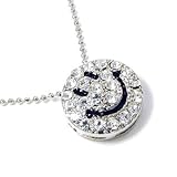 ICED Smiley Face BLING Charm Necklace Silver Tone