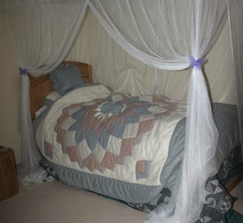 White four Corner Square Princess Bed Canopy By Sid