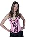 Purple Elegance Satin Steel Boned Corset With Black Fishnet Overlay Overbust Girdle
