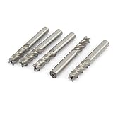 uxcell エンドミル　エンドミルカッター　HSS製　4フルート　螺旋溝　グレー　5個入り