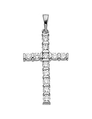14K White Gold Diamond Cross Pendant - 0.72 Ct. -- LIFETIME WARRANTY
