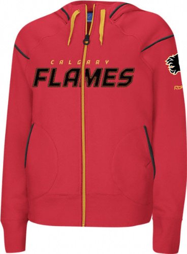 Calgary Flames -Red- Women's Dazzle Trim Hooded Sweatshirt