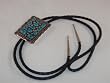 Native American Turquoise Sterling Silver Bolo Tie - BT-0002