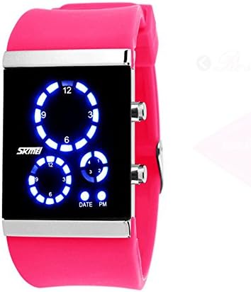 Colorworld Blue LED Digital Sports Watches Fashion Silicone Band Wristwatches (rose red)