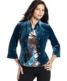 Apparel : T Tahari Three-Quarter-Sleeve Velvet Jacket