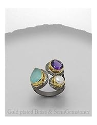 Fresh Water Pearls Ring In Brass
