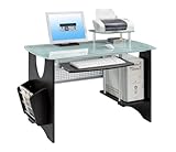 Mad Tech 30x24x46 Espresso Mdf Frame & Glass Top Computer Office Desk Table ....