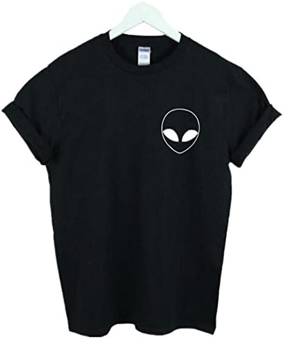 Myriasea Womens Tshirts Alien Loose Fit Crewneck Casual Hipster T-Shirt Tops -Black - 3XL