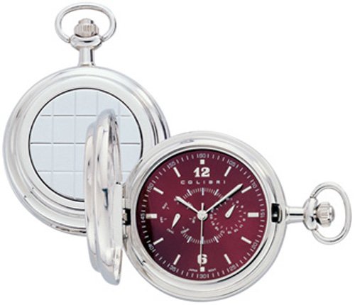 Colibri Hunting Case Pocket Watch Stainless with Etch Design Calendar Gift Box PWQ097678R
