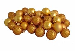 32ct Golden Yellow Shatterproof 4-Finish Christmas Ball Ornaments 3.25" (80mm)