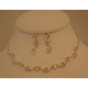 Simple Clear Crystal Necklace and Earring Set
