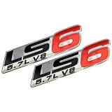 2x (pair set) LS6 5.7L V8 Red Engine Emblems Badges Highly Polished Aluminum Chrome... by Unknown