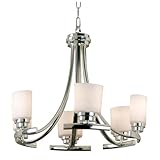 Kenroy Home 90376PN Bow Six-Light Chandelier, Polished Nickel With White Opal Globes