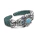 Southwest Spirit Sterling Silver Multi-Gemstone Teal Leather Cuff Bracelet
