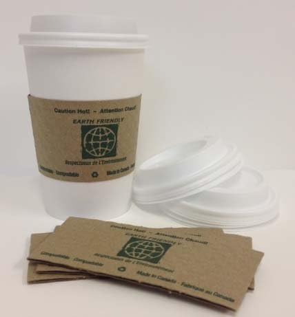 [150Pcs]16oz White Plain Paper Coffee Cups with Dome Lids &amp; Cup Sleeves [Made in Canada]