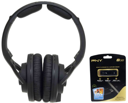 Package: KRK Kns-6400 Professional Dynamic Studio Monitor Headphones with High-efficiency Neodymium Driver + Free PNY Pny8gb 8 Gb Attaché USB 2.0 Sliding Cover Flash Thumb Drive w/ Integrated Cap