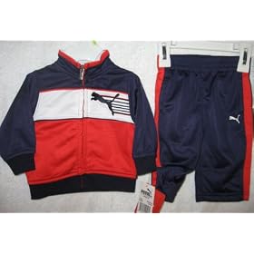 Puma Boy Girl 2 piece set - Jacket and Pants Size 0 3M Red Blue