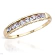 Channel Ring With Genuine Tanzanites Well Made in Yellow Gold- Size 7 (Size 7)