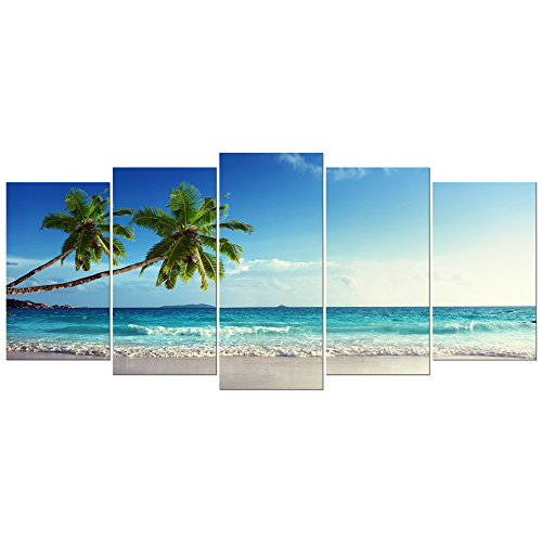 Wieco Art Large Size Sea Beach Theme Modern Giclee Canvas Prints